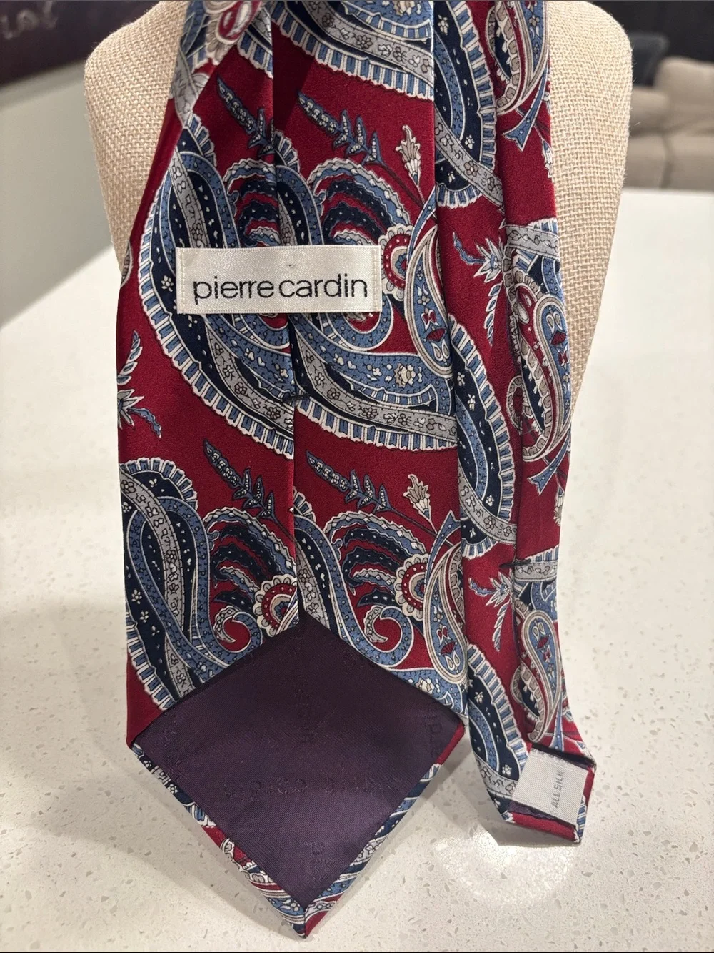 Pierre Cardin Red and Navy Paisley Silk Tie